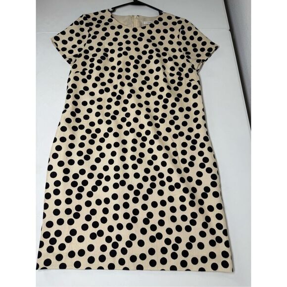 J. Crew Dress Black & Cream Classic Polka Dot Sheath Dress Size 6 Cotton Blend - Picture 4 of 10